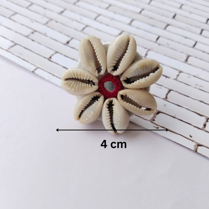 Shell Cowry Adjustable Fabric Finger Ring