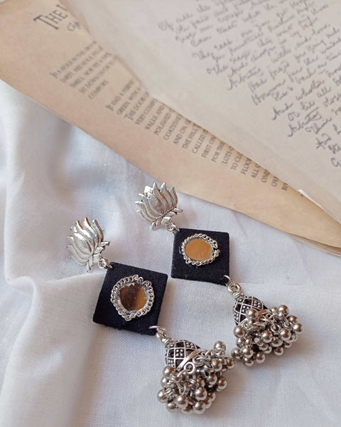 Black And Silver Mirror Everyday Earrings