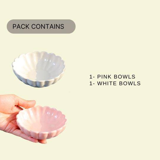 Dessert Bowl set of 2- White and pink