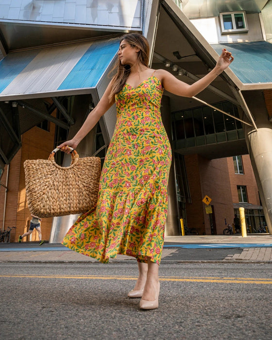 Yacho Yellow Ankle Length Sleeveless Rayon Kurti for Women (Yellow)-KR-20