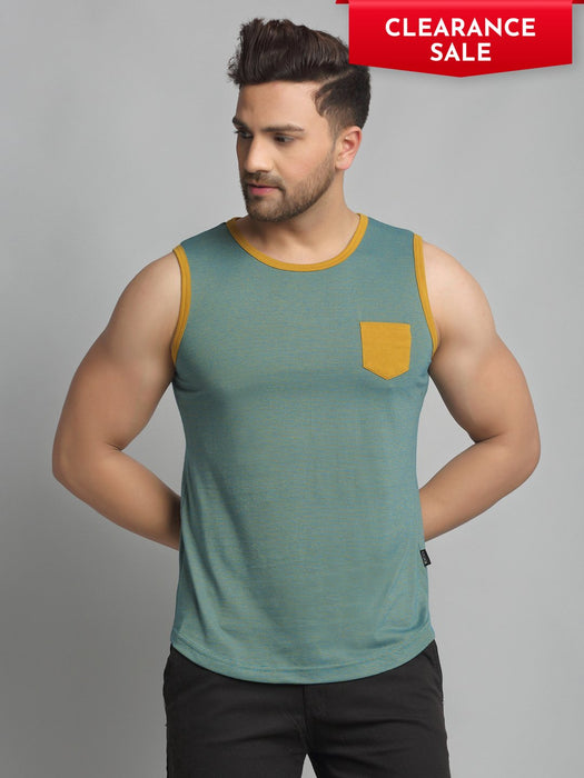 Self Texture Stripe Cotton Sleeveless Vest T-Shirt