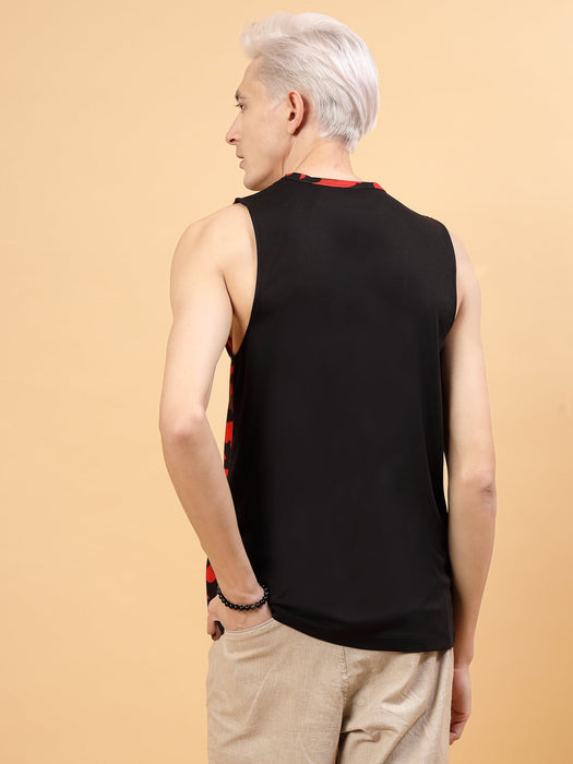 Men Slim Fit Colorblock Active Vest Tee