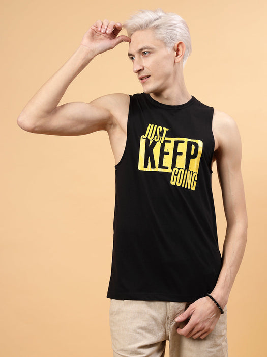 Typography Style Men Vest Tee