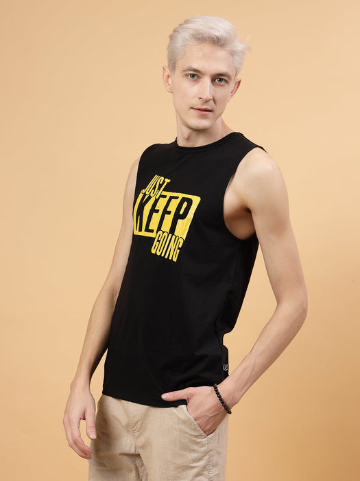 Typography Style Men Vest Tee