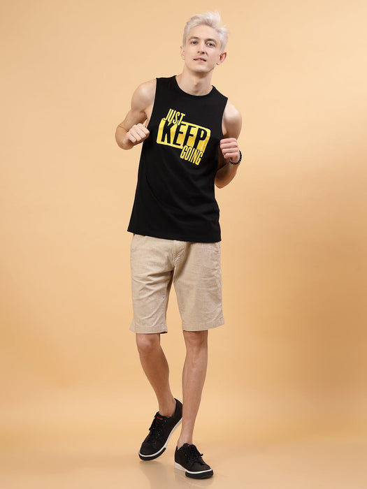 Typography Style Men Vest Tee