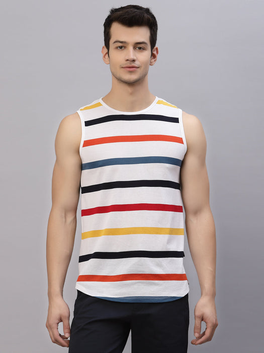 Multi Stripe Round Neck Sleeveless Vest