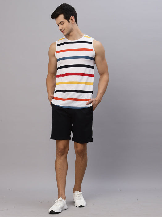 Multi Stripe Round Neck Sleeveless Vest