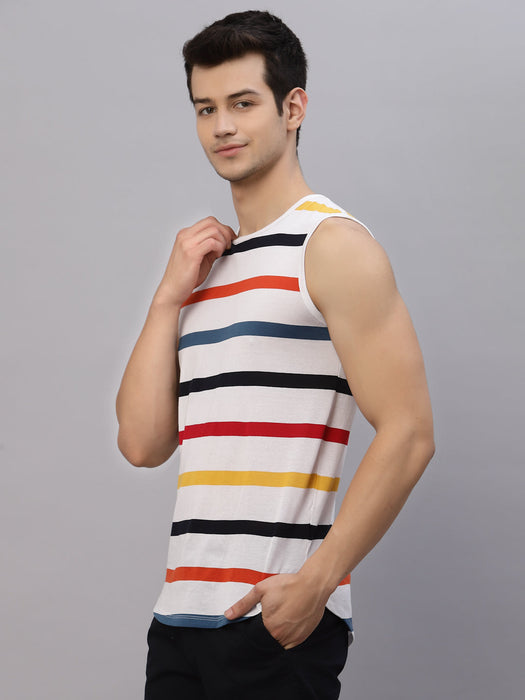 Multi Stripe Round Neck Sleeveless Vest