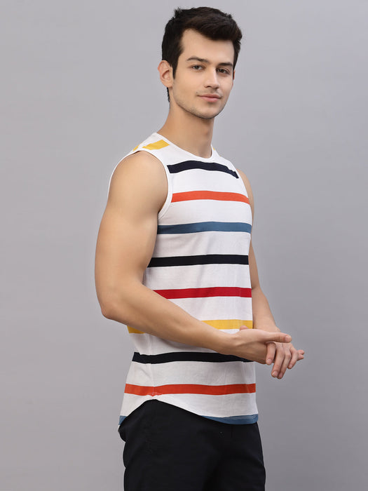 Multi Stripe Round Neck Sleeveless Vest