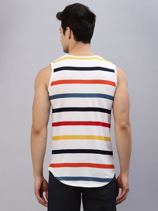 Multi Stripe Round Neck Sleeveless Vest