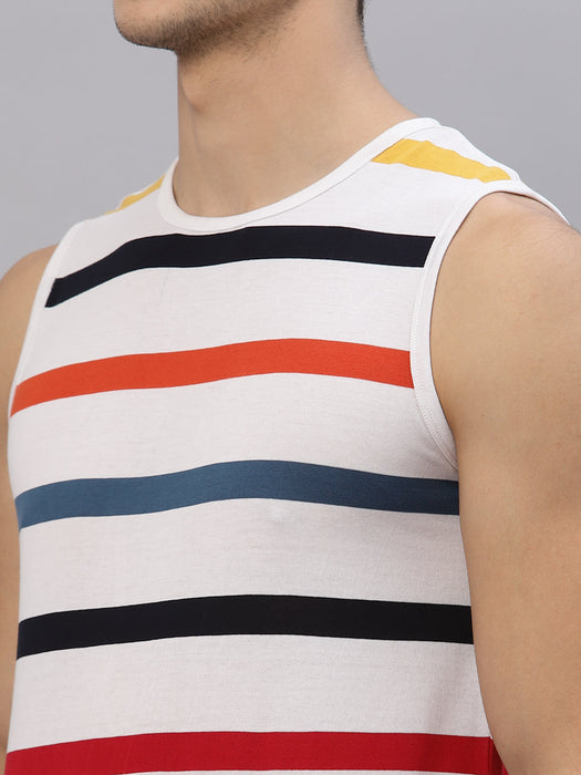 Multi Stripe Round Neck Sleeveless Vest