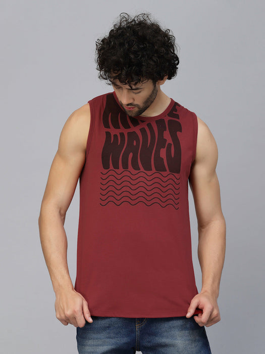 Typography Placement Print Cotton Jersey Vest T-Shirt