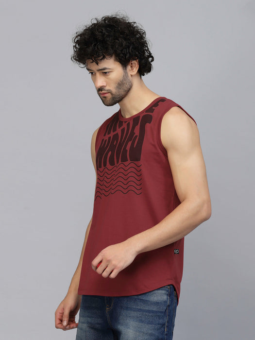 Typography Placement Print Cotton Jersey Vest T-Shirt