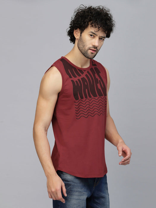 Typography Placement Print Cotton Jersey Vest T-Shirt