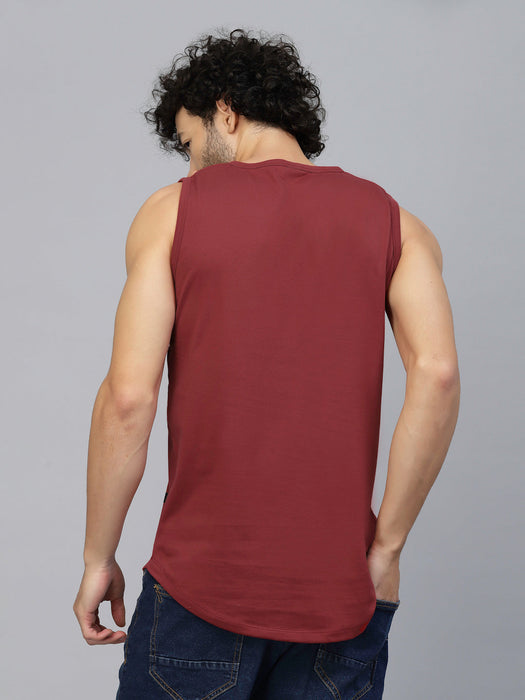 Typography Placement Print Cotton Jersey Vest T-Shirt