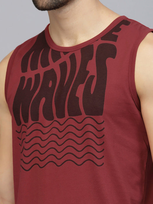 Typography Placement Print Cotton Jersey Vest T-Shirt