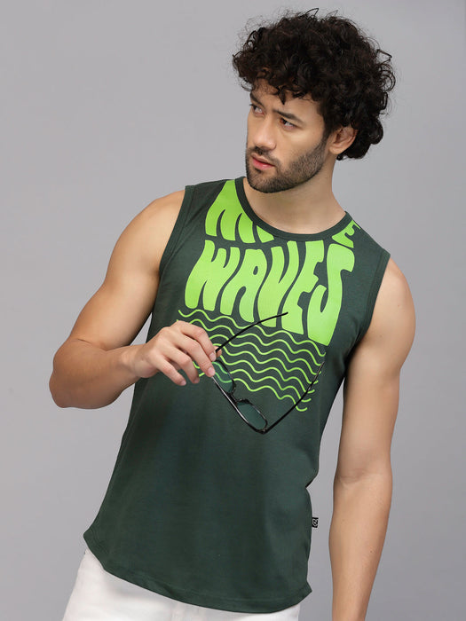 Typography Placement Print Cotton Jersey Vest T-Shirt