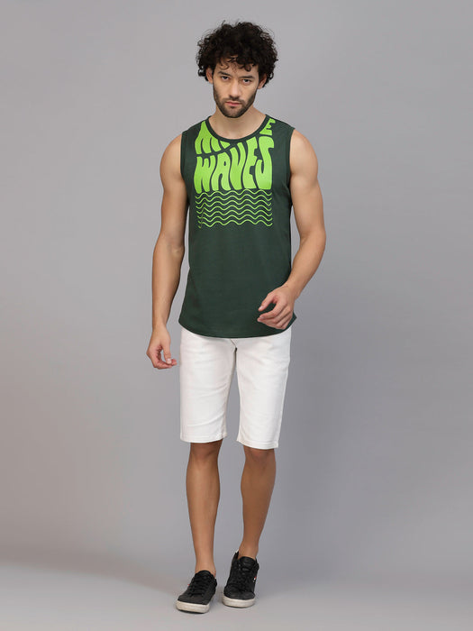 Typography Placement Print Cotton Jersey Vest T-Shirt