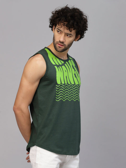 Typography Placement Print Cotton Jersey Vest T-Shirt