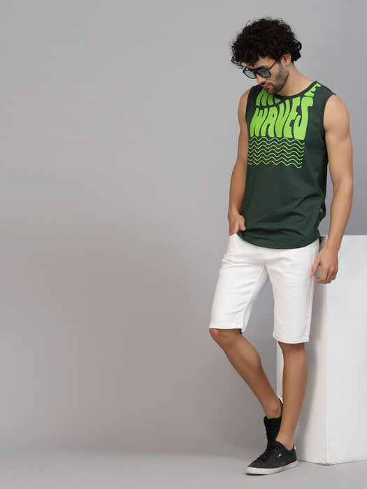 Typography Placement Print Cotton Jersey Vest T-Shirt