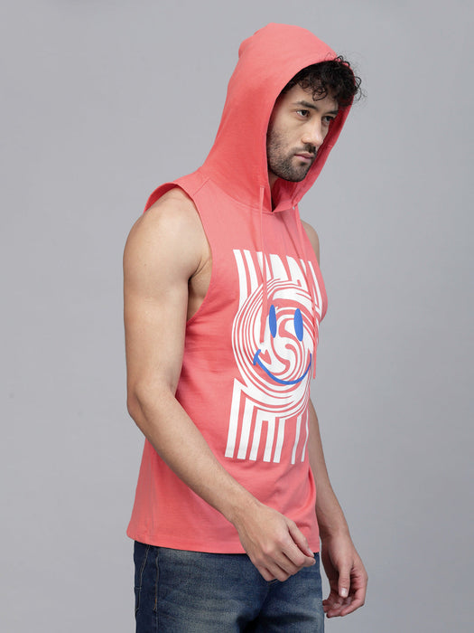 Quirky Print Cotton Jersey Hooded Vest T-Shirt