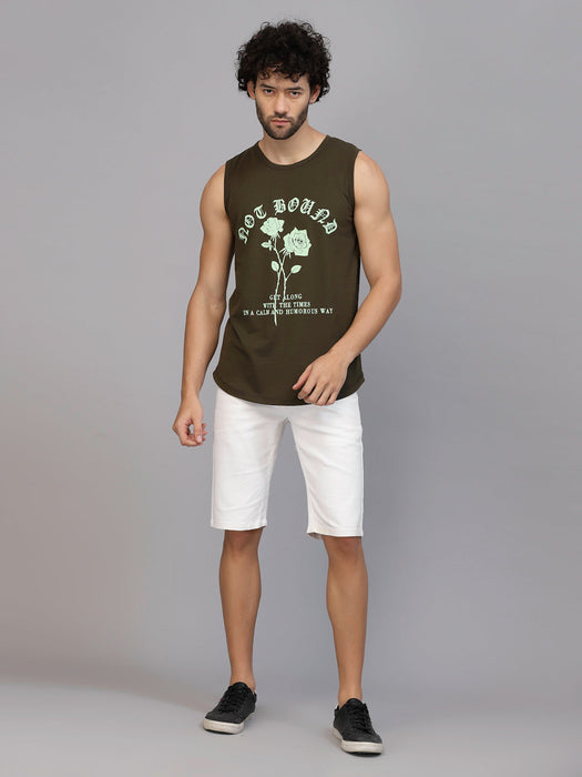 Placement Print Cotton Jersey Vest T-Shirt