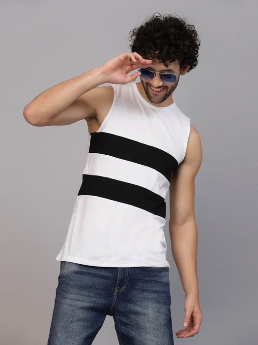 White Colorblocked Vest T-shirt