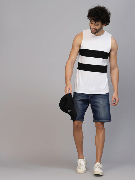 White Colorblocked Vest T-shirt