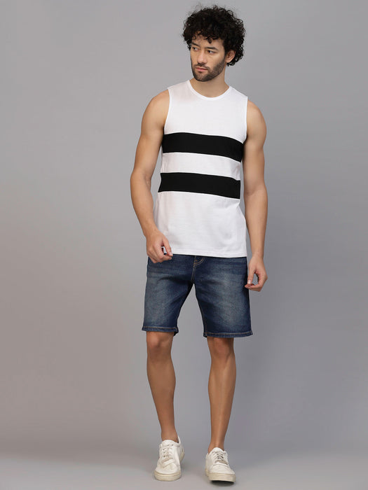 White Colorblocked Vest T-shirt