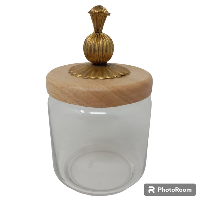 Metallic Brass Knobbed Jar (500Ml)