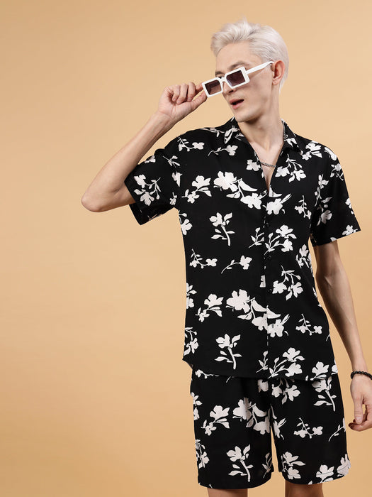 Men's Rayon Co-ord Set in Botanical Print