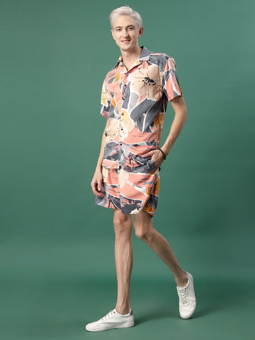 Men's Rayon Co-ord Set in Botanical Print