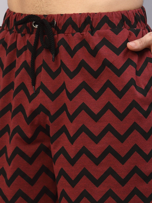 Maroon Self Texture ZIG-ZAG All Over Printed Co-Ords