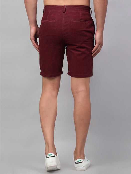 Maroon Corduroy Cotton Woven Shorts