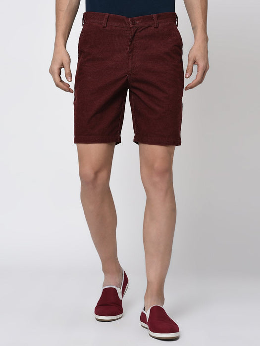 Maroon Corduroy Shorts for Men