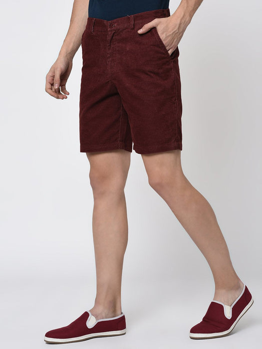 Maroon Corduroy Shorts for Men