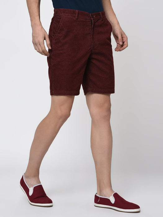 Maroon Corduroy Shorts for Men