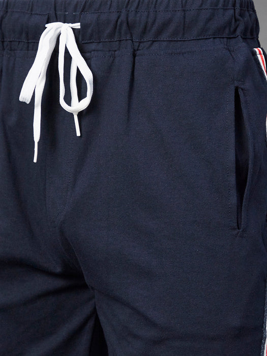 Navy Tape Detailing Knitted Shorts