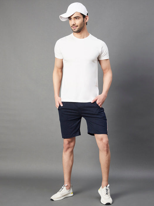 Navy Tape Detailing Knitted Shorts