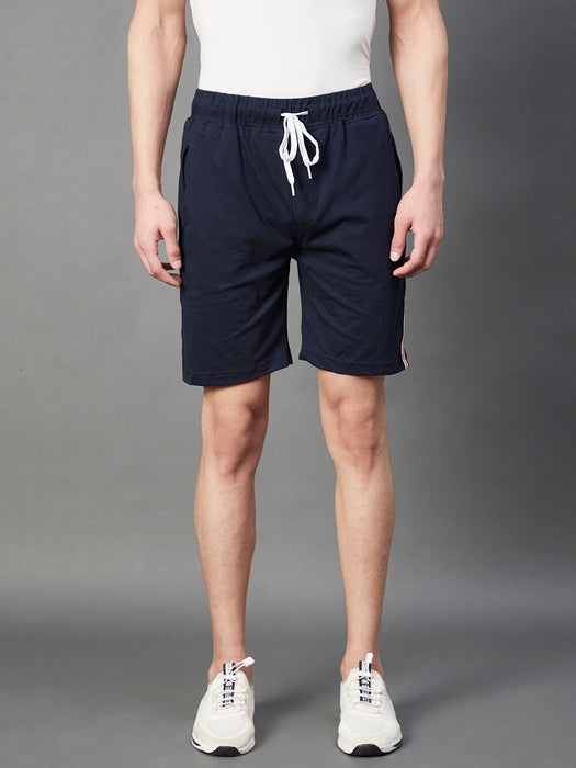 Navy Tape Detailing Knitted Shorts