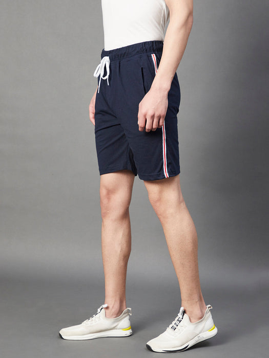 Navy Tape Detailing Knitted Shorts