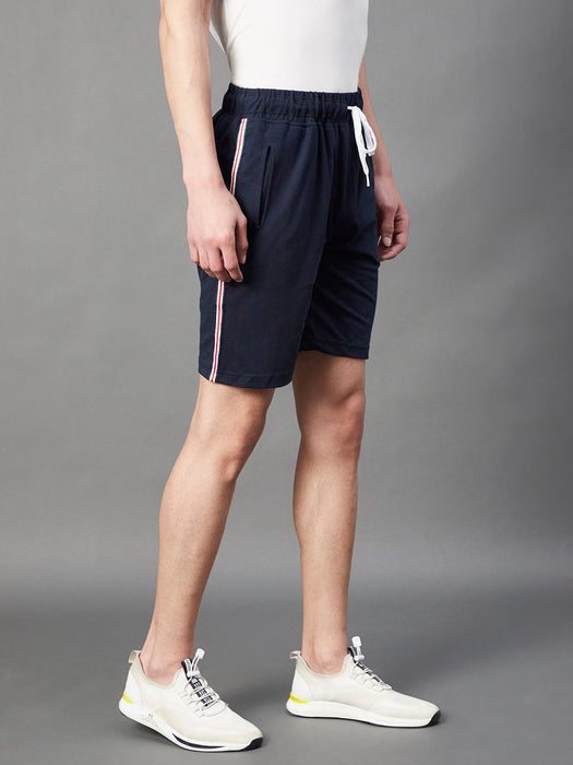 Navy Tape Detailing Knitted Shorts