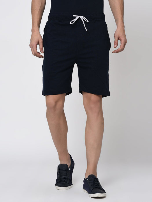 Navy Tape Detailing Knitted Shorts for Men