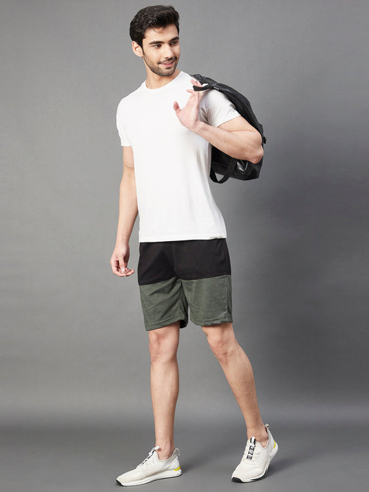 Black Green Melange Half & Half Knitted Shorts