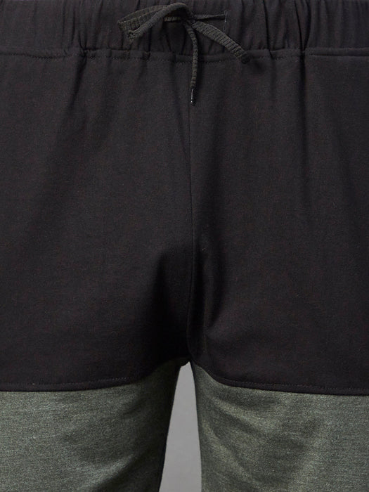 Black Green Melange Half & Half Knitted Shorts