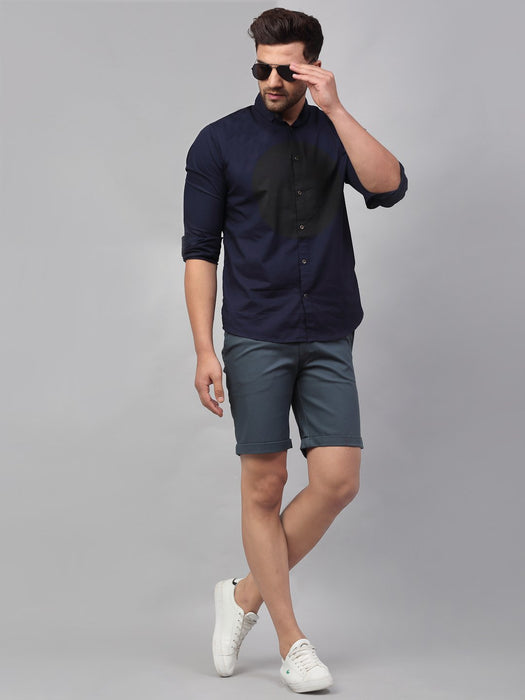 Blue Cotton Woven Shorts