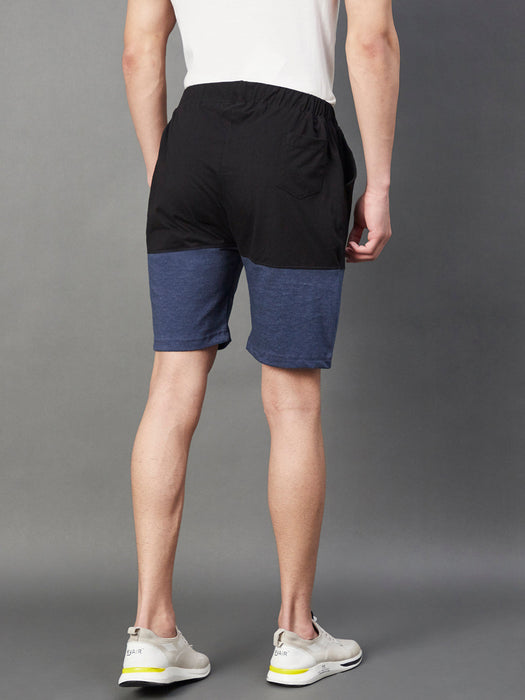 Black Blue Melange Half & Half Knitted Shorts