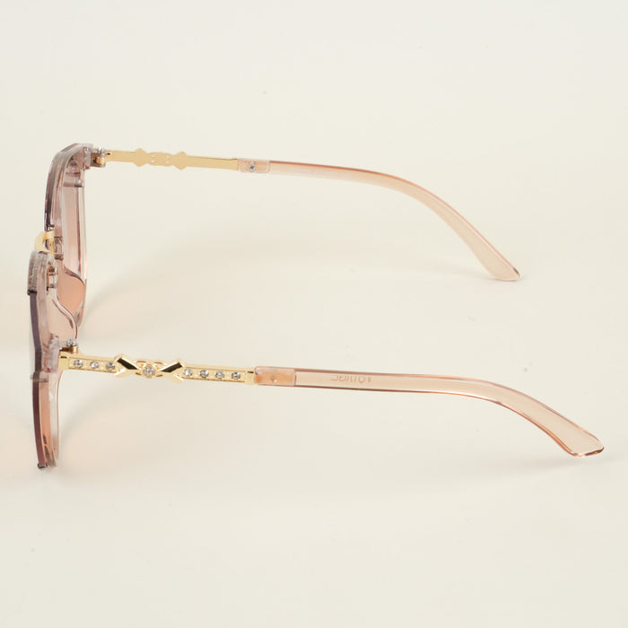 Voyage Cateye Sunglasses for Women (Pink & Grey Lens | Light Pink & Golden Frame - MG3186)