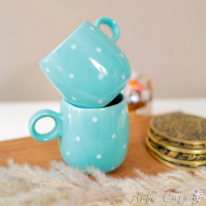 Blue dotted mugs-set of 2