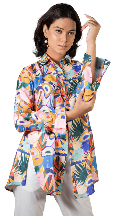 Women Spring Fling Printed Shirt-CK-SPRING FLING